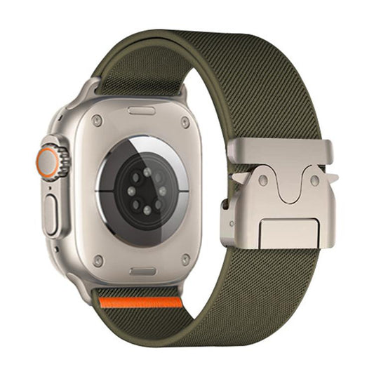 For Apple Watch 38 / 40 / 41 / S10 42mm xDfind Parachute Buckle Stretch Nylon Watch Band(Army Green) by xDfind