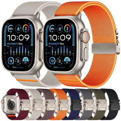 For Apple Watch 42 / 44 / 45 / 46 / 49mm xDfind Parachute Buckle Stretch Nylon Watch Band(Orange) by xDfind