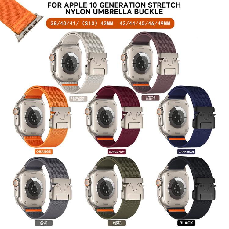 For Apple Watch 42 / 44 / 45 / 46 / 49mm xDfind Parachute Buckle Stretch Nylon Watch Band(Starlight) by xDfind