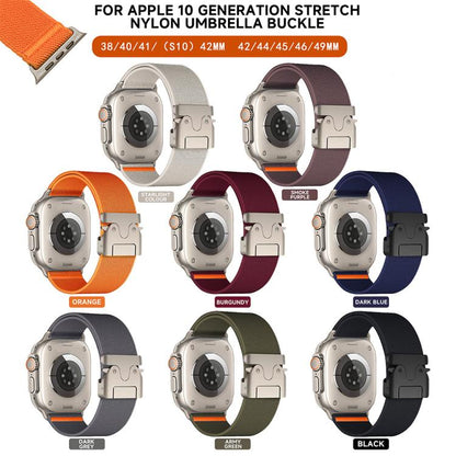 For Apple Watch 38 / 40 / 41 / S10 42mm xDfind Parachute Buckle Stretch Nylon Watch Band(Orange) by xDfind
