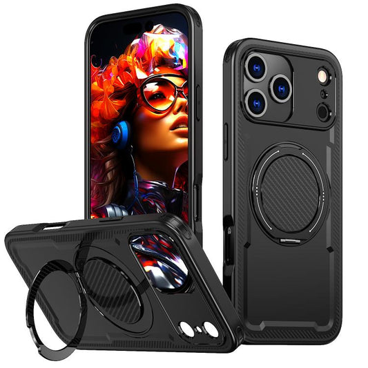 For iPhone 17 Pro Max kalebol Metal 360 Degree Rotation Holder MagSafe Phone Case(Black) by Kalebol