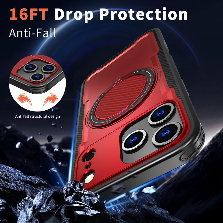 For iPhone 17 Pro Max kalebol Metal 360 Degree Rotation Holder MagSafe Phone Case(Red) by Kalebol