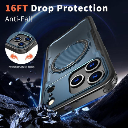 For iPhone 17 Pro Max kalebol Metal 360 Degree Rotation Holder MagSafe Phone Case(Navy Blue) by Kalebol