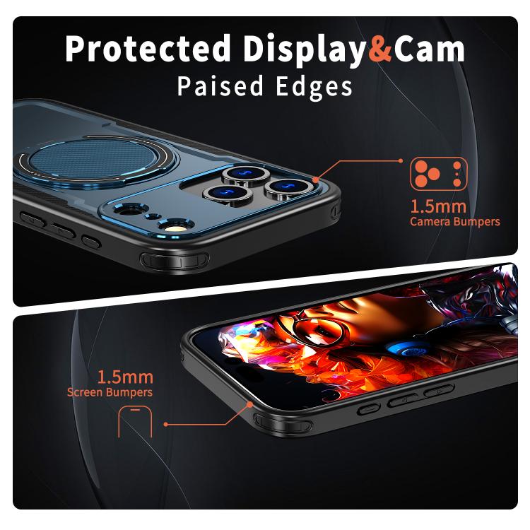 For iPhone 17 Pro Max kalebol Metal 360 Degree Rotation Holder MagSafe Phone Case(Navy Blue) by Kalebol