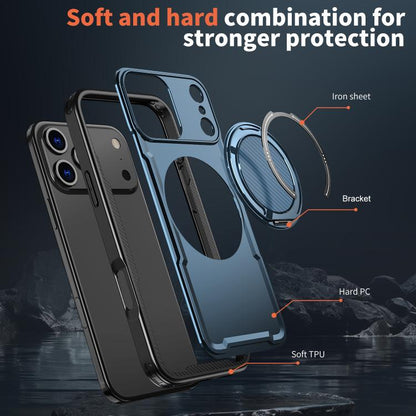 For iPhone 17 Pro Max kalebol Metal 360 Degree Rotation Holder MagSafe Phone Case(Navy Blue) by Kalebol