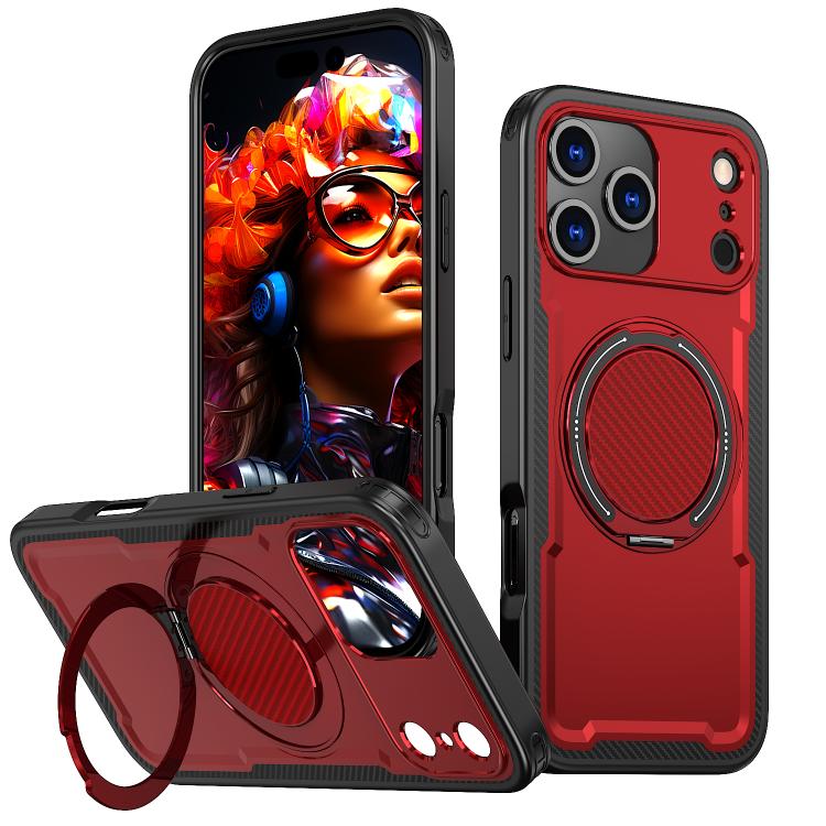 For iPhone 17 Pro kalebol Metal 360 Degree Rotation Holder MagSafe Phone Case(Red) by Kalebol