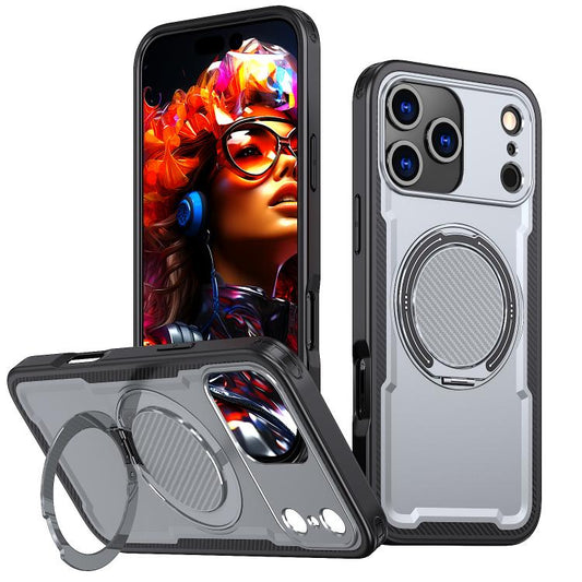 For iPhone 17 Pro kalebol Metal 360 Degree Rotation Holder MagSafe Phone Case(Grey) by Kalebol