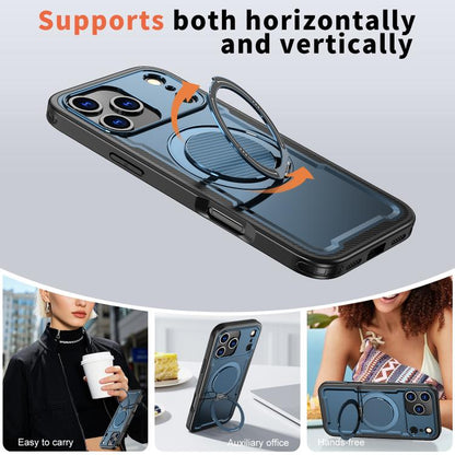 For iPhone 17 Pro kalebol Metal 360 Degree Rotation Holder MagSafe Phone Case(Navy Blue) by Kalebol