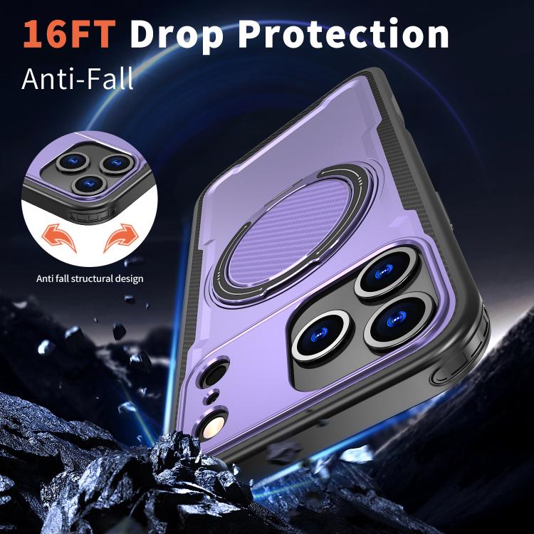 For iPhone 17 Pro kalebol Metal 360 Degree Rotation Holder MagSafe Phone Case(Purple) by Kalebol