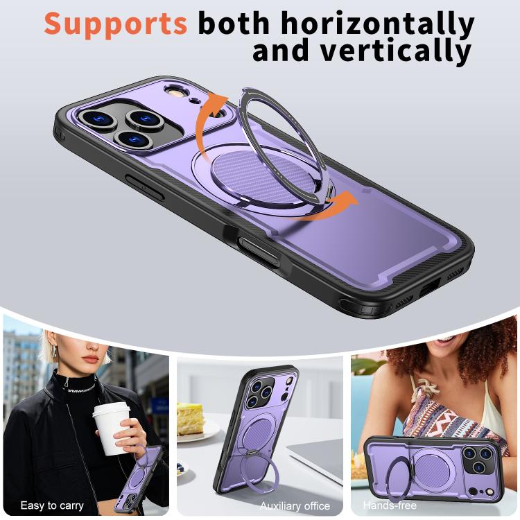 For iPhone 17 Pro kalebol Metal 360 Degree Rotation Holder MagSafe Phone Case(Purple) by Kalebol