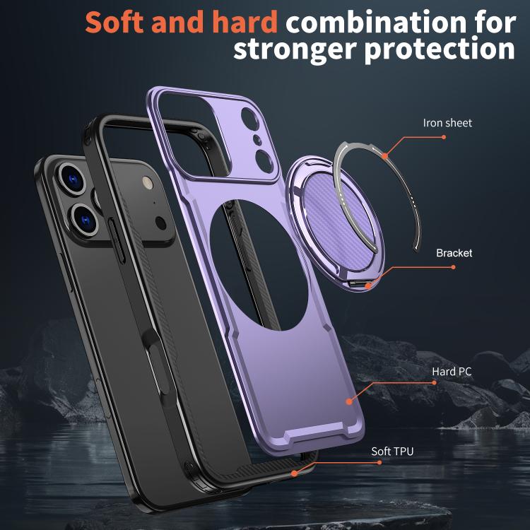 For iPhone 17 Pro kalebol Metal 360 Degree Rotation Holder MagSafe Phone Case(Purple) by Kalebol