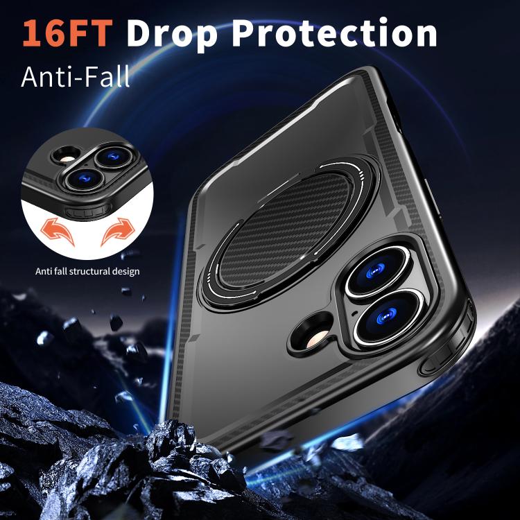 For iPhone 17 kalebol Metal 360 Degree Rotation Holder MagSafe Phone Case(Black) by Kalebol