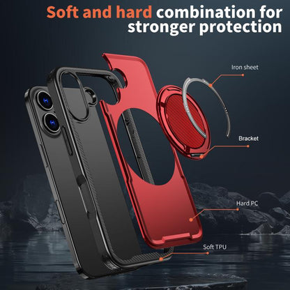 For iPhone 17 kalebol Metal 360 Degree Rotation Holder MagSafe Phone Case(Red) by Kalebol