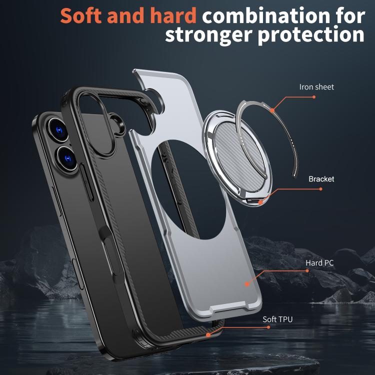 For iPhone 17 kalebol Metal 360 Degree Rotation Holder MagSafe Phone Case(Grey) by Kalebol