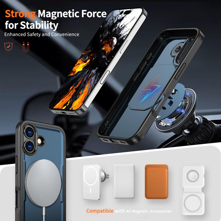 For iPhone 17 kalebol Metal 360 Degree Rotation Holder MagSafe Phone Case(Navy Blue) by Kalebol