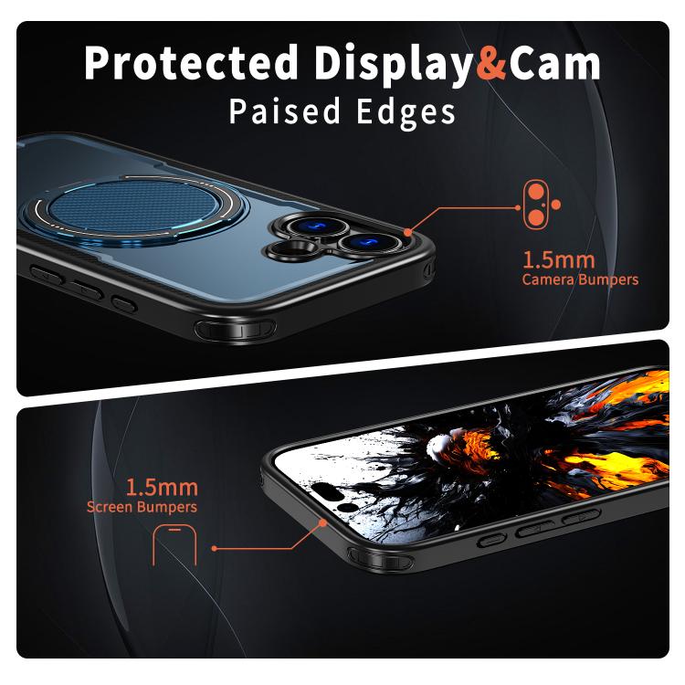 For iPhone 17 kalebol Metal 360 Degree Rotation Holder MagSafe Phone Case(Navy Blue) by Kalebol