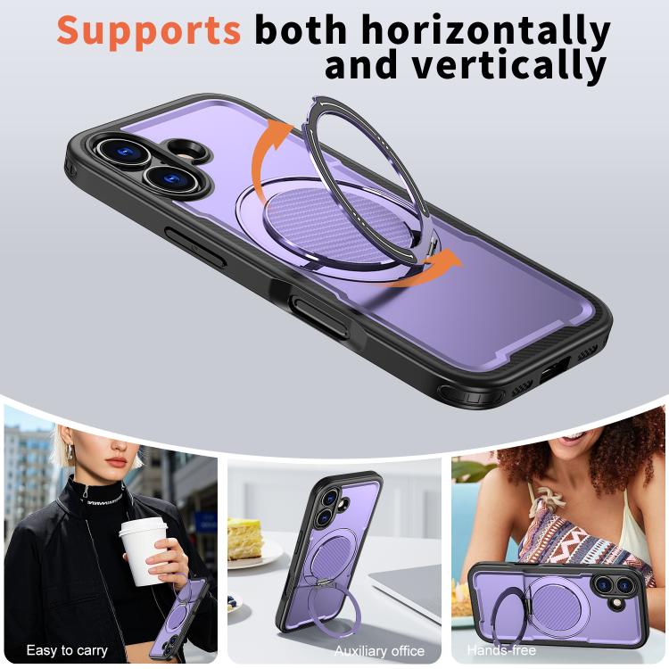 For iPhone 17 kalebol Metal 360 Degree Rotation Holder MagSafe Phone Case(Purple) by Kalebol