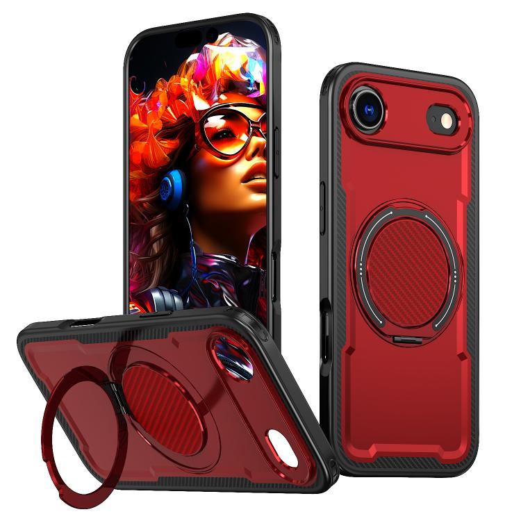 For iPhone Air kalebol Metal 360 Degree Rotation Holder MagSafe Phone Case(Red) by Kalebol