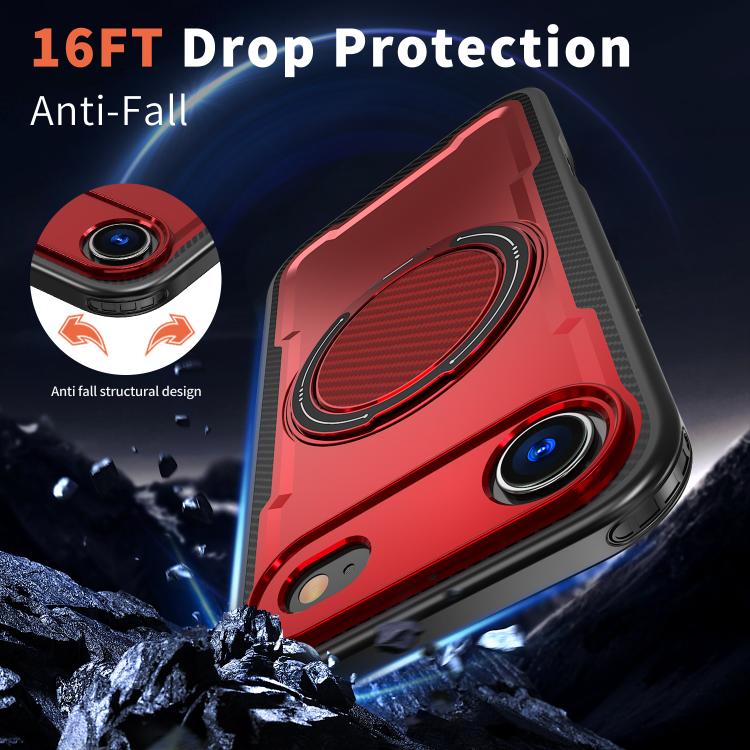 For iPhone Air kalebol Metal 360 Degree Rotation Holder MagSafe Phone Case(Red) by Kalebol