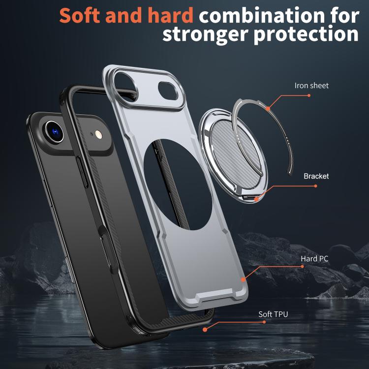 For iPhone Air kalebol Metal 360 Degree Rotation Holder MagSafe Phone Case(Grey) by Kalebol