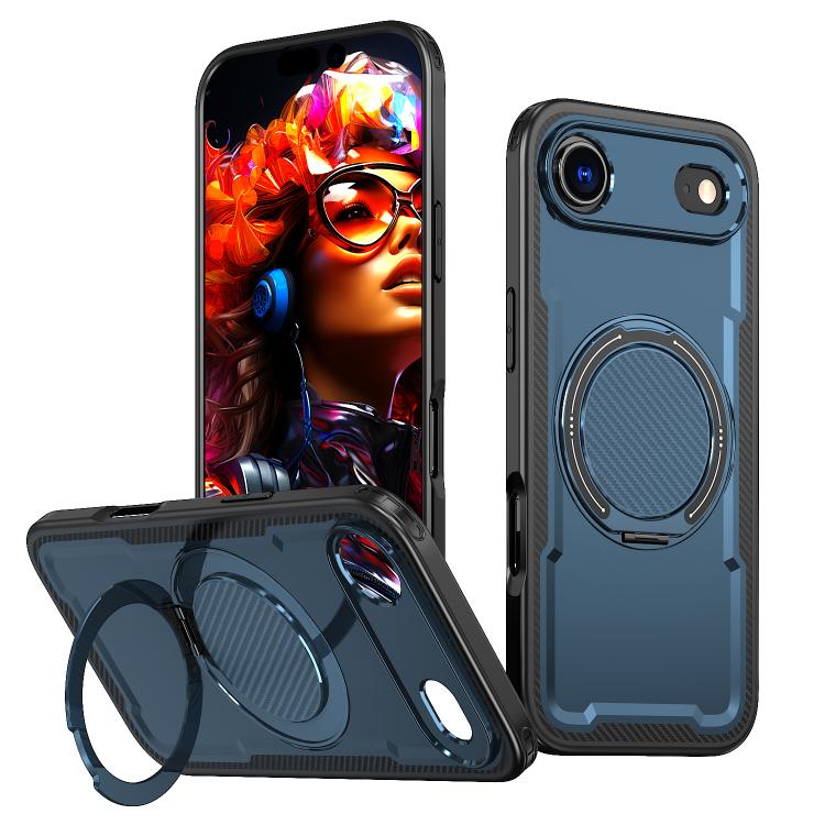 For iPhone Air kalebol Metal 360 Degree Rotation Holder MagSafe Phone Case(Navy Blue) by Kalebol