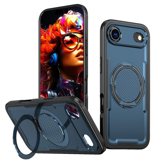 For iPhone Air kalebol Metal 360 Degree Rotation Holder MagSafe Phone Case(Navy Blue) by Kalebol