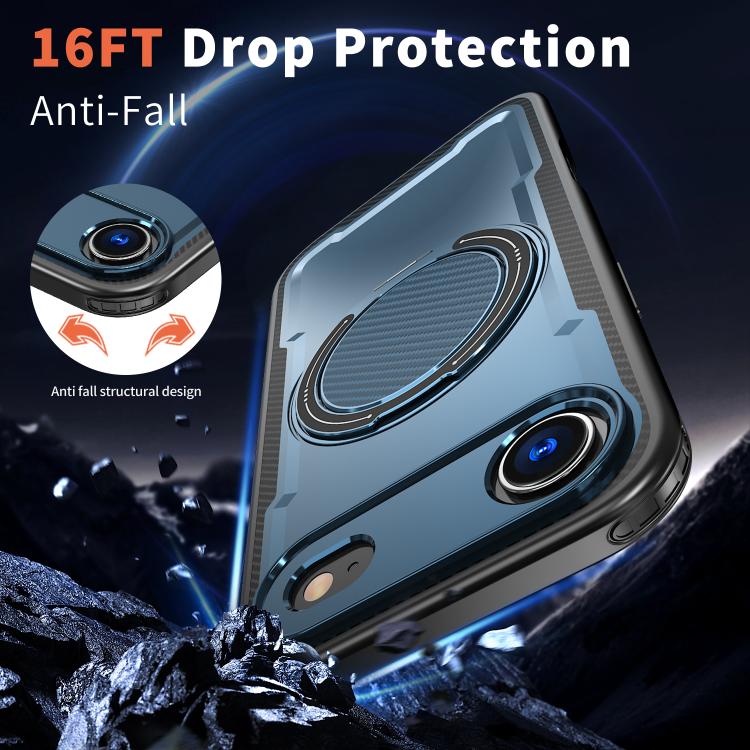 For iPhone Air kalebol Metal 360 Degree Rotation Holder MagSafe Phone Case(Navy Blue) by Kalebol