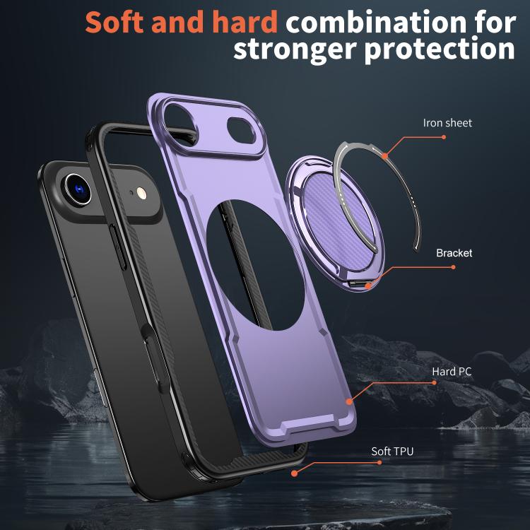 For iPhone Air kalebol Metal 360 Degree Rotation Holder MagSafe Phone Case(Purple) by Kalebol