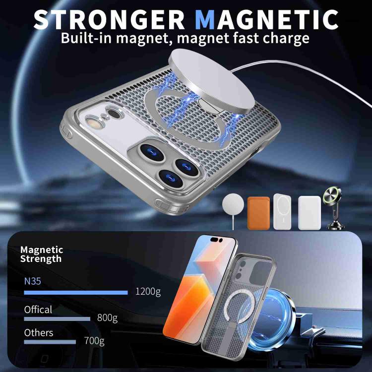 For iPhone 17 Pro Max kalebol Honeycomb Cooling MagSafe Holder Phone Case(Titanium Grey) by Kalebol