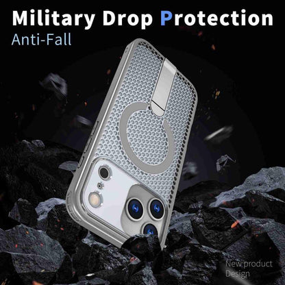 For iPhone 17 Pro Max kalebol Honeycomb Cooling MagSafe Holder Phone Case(Titanium Grey) by Kalebol