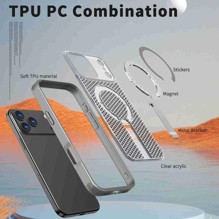 For iPhone 17 Pro Max kalebol Honeycomb Cooling MagSafe Holder Phone Case(Titanium Grey) by Kalebol