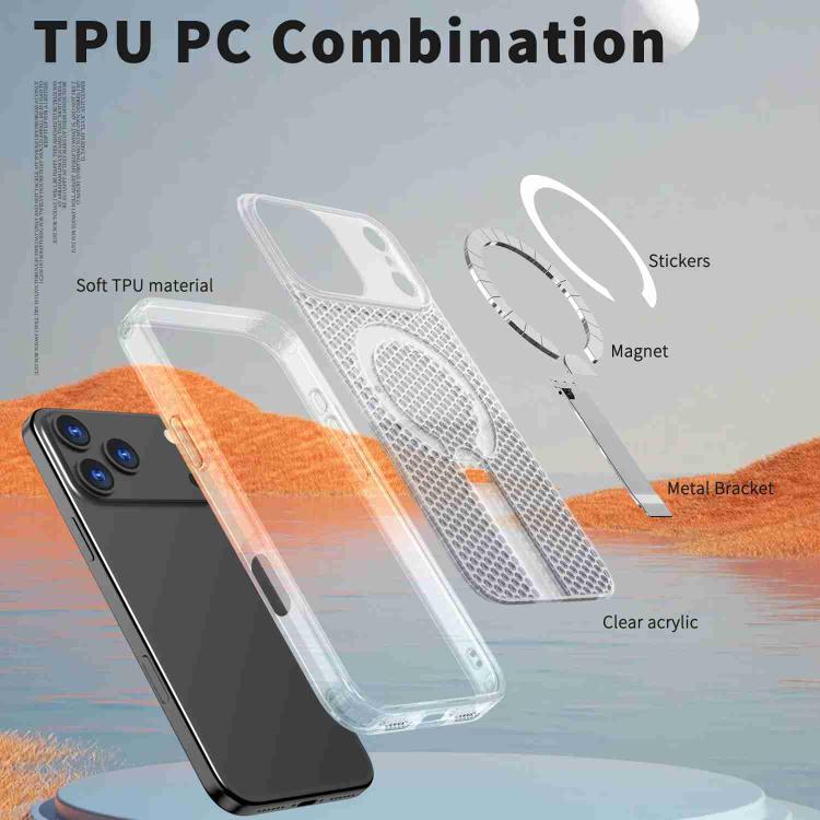 For iPhone 17 Pro Max kalebol Honeycomb Cooling MagSafe Holder Phone Case(Frosted Transparent) by Kalebol