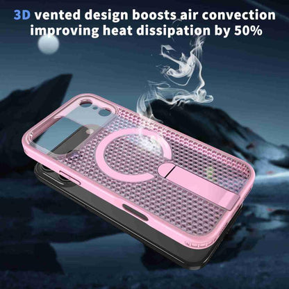 For iPhone 17 Pro Max kalebol Honeycomb Cooling MagSafe Holder Phone Case(Pink) by Kalebol