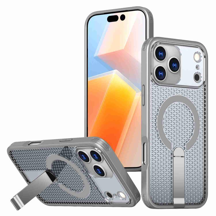 For iPhone 17 Pro kalebol Honeycomb Cooling MagSafe Holder Phone Case(Titanium Grey) by Kalebol