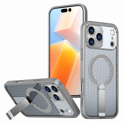 For iPhone 17 Pro kalebol Honeycomb Cooling MagSafe Holder Phone Case(Titanium Grey) by Kalebol