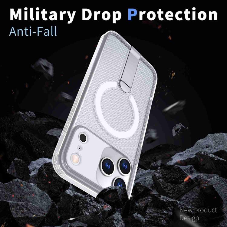 For iPhone 17 Pro kalebol Honeycomb Cooling MagSafe Holder Phone Case(Frosted Transparent) by Kalebol