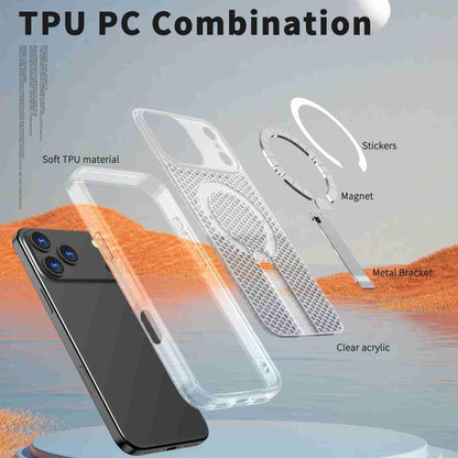 For iPhone 17 Pro kalebol Honeycomb Cooling MagSafe Holder Phone Case(Frosted Transparent) by Kalebol