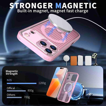 For iPhone 17 Pro kalebol Honeycomb Cooling MagSafe Holder Phone Case(Pink) by Kalebol