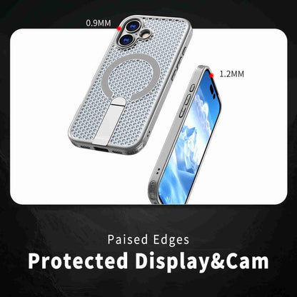 For iPhone 17 kalebol Honeycomb Cooling MagSafe Holder Phone Case(Titanium Grey) by Kalebol