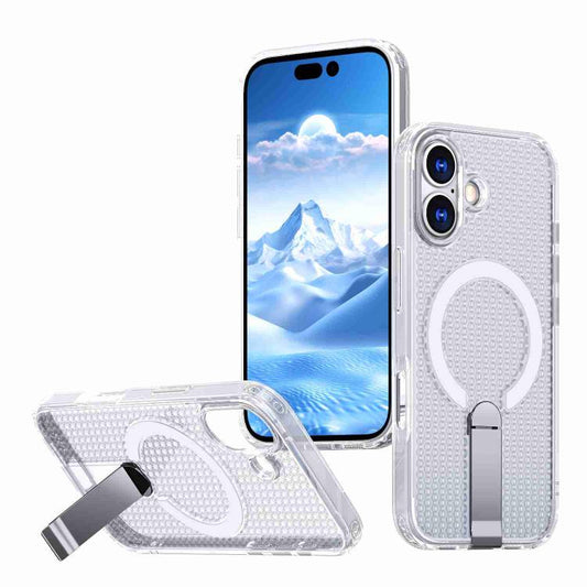 For iPhone 17 kalebol Honeycomb Cooling MagSafe Holder Phone Case(Frosted Transparent) by Kalebol