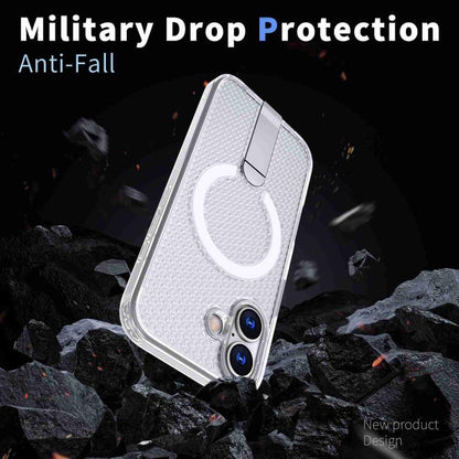 For iPhone 17 kalebol Honeycomb Cooling MagSafe Holder Phone Case(Frosted Transparent) by Kalebol