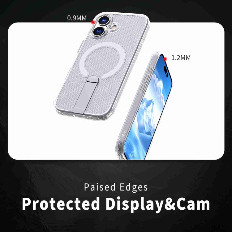 For iPhone 17 kalebol Honeycomb Cooling MagSafe Holder Phone Case(Frosted Transparent) by Kalebol