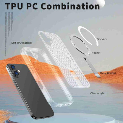 For iPhone 17 kalebol Honeycomb Cooling MagSafe Holder Phone Case(Frosted Transparent) by Kalebol