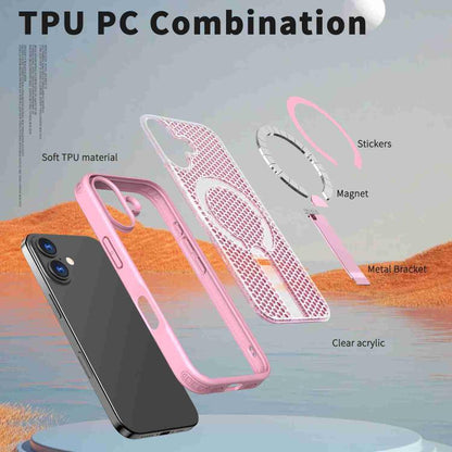 For iPhone 17 kalebol Honeycomb Cooling MagSafe Holder Phone Case(Pink) by Kalebol