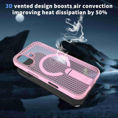 For iPhone 17 kalebol Honeycomb Cooling MagSafe Holder Phone Case(Pink) by Kalebol