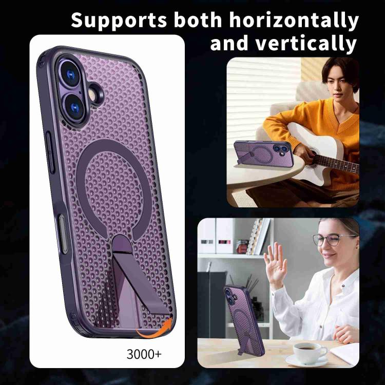 For iPhone 17 kalebol Honeycomb Cooling MagSafe Holder Phone Case(Purple) by Kalebol