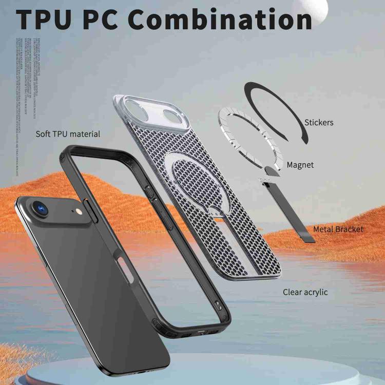 For iPhone Air kalebol Honeycomb Cooling MagSafe Holder Phone Case(Black) by Kalebol