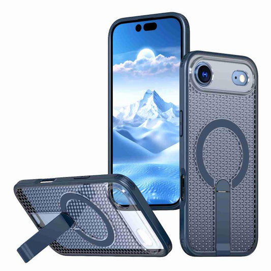 For iPhone Air kalebol Honeycomb Cooling MagSafe Holder Phone Case(Blue) by Kalebol