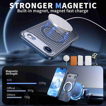 For iPhone Air kalebol Honeycomb Cooling MagSafe Holder Phone Case(Blue) by Kalebol