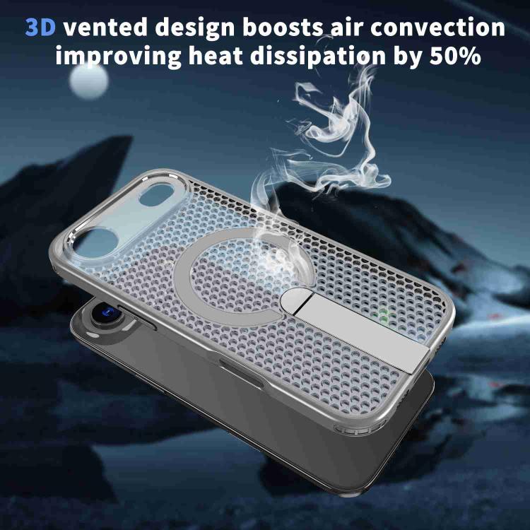 For iPhone Air kalebol Honeycomb Cooling MagSafe Holder Phone Case(Titanium Grey) by Kalebol
